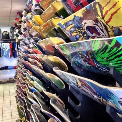 Wall of skate decks