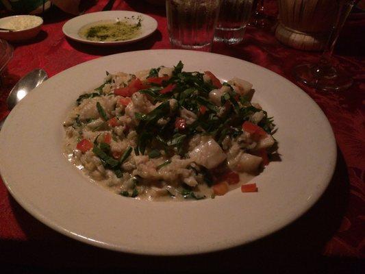 Risotto, seafood, white sauce