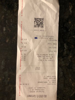 Dinner Receipt