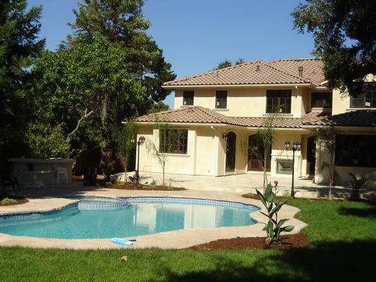 Design built home Los Gatos, view from rear of house