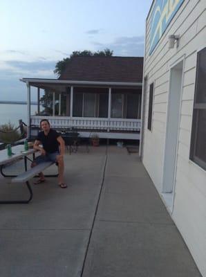 This is the table in front of room 30.. The house behind the picnic table is the owners home and office