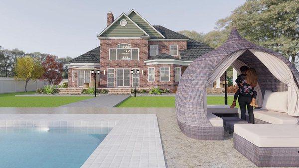 Rendering of New 2-Story Residence, East Hampton, NY