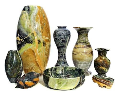 Peacock marble bowls, vases and platters...timeless home accents.