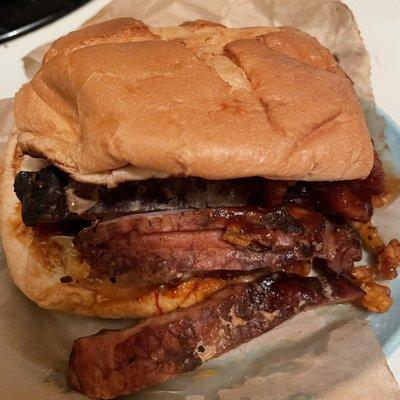 REAL COUNTRY STYLE RIB SANDWICH. Messy but pretty good.