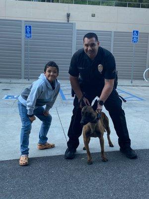 My grandson & a K9 & the Officer