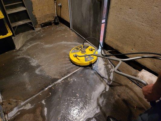 Cleaning a restaurant back dock