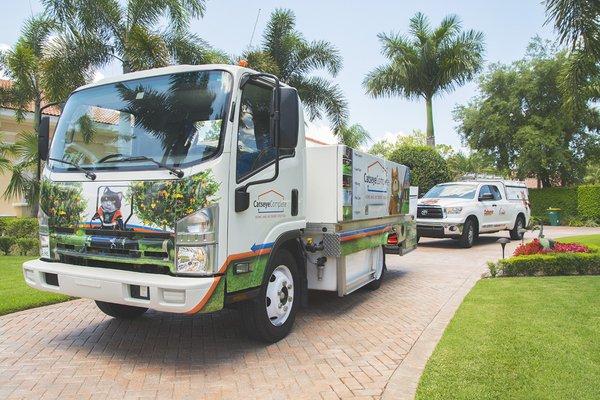 Catseye Complete service vehicles at a customers home.