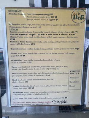 Menu/Pricing