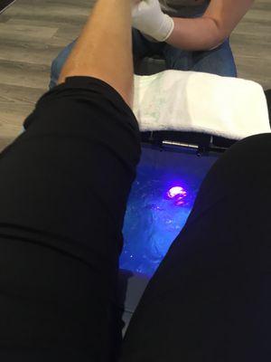 Pedicure with massage chair