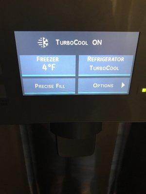 Fridge temp issue. New fridge is way too warm. Two days on Turbo Cool and still too warm inside.