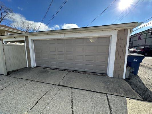 Replaced garage door for customer with a beautiful sandstone color garage