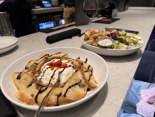 Goat cheese dip and a Cobb salad