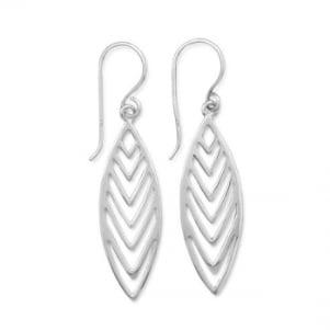 Polished sterling silver cut out "v" design earrings.