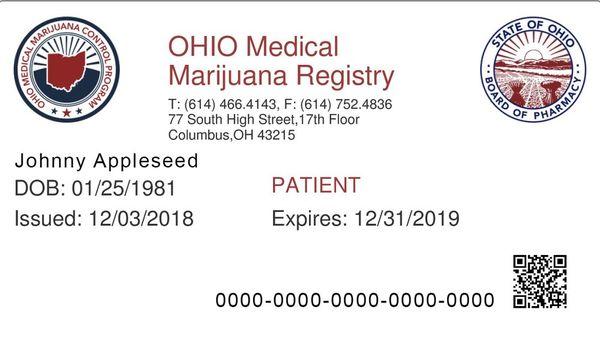 Example Ohio Medical Marijuana Card