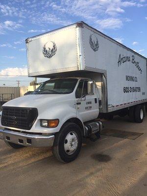 26ft high cube box truck with overhead attic.