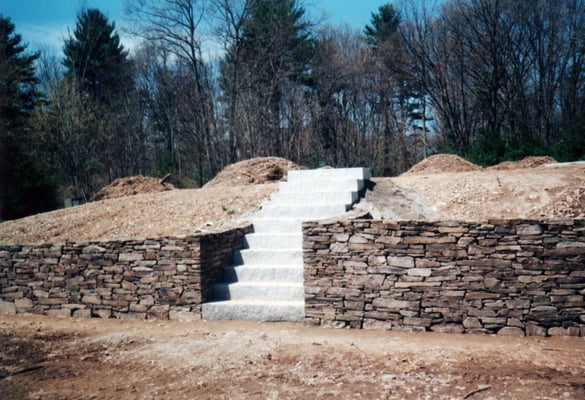 Stonewall and Granite Steps in Wellesley, MA