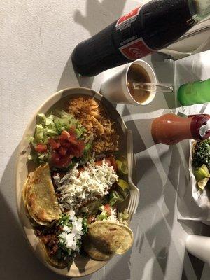 Mini taco, Gordita, mini quesadillas rice and enchhaladas