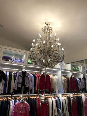 Electrical chandelier hung and electrical dimming switch installed.  Gorgeous job!