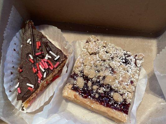 Rainbow cookie and Raspberry Crumble Bar