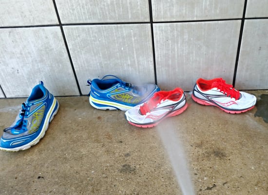 Best way to clean muddy, expensive running shoes.