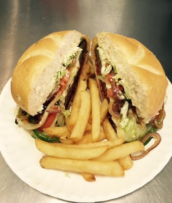 Homemade Burger and Fries