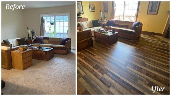 Vinyl plank flooring before/after ‍