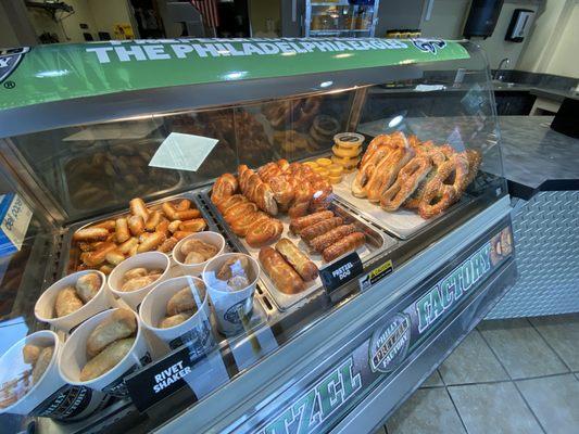 A variety of hearty pretzels to choose from, what's your pick?