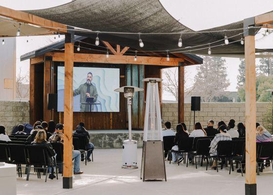 Outdoor overflow service. The Courtyard.