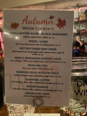 Autumn menu