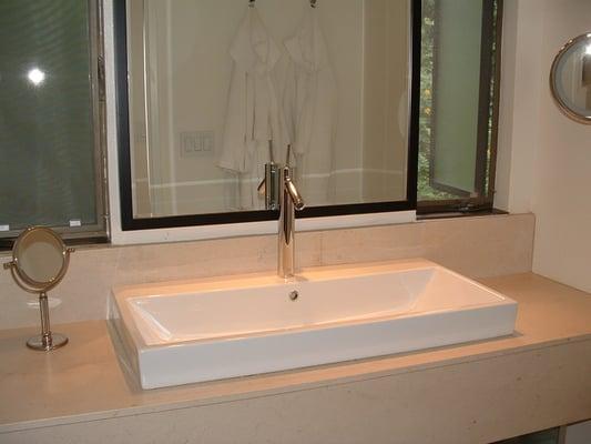 custom bath rough and finish plumbing, installed by us.