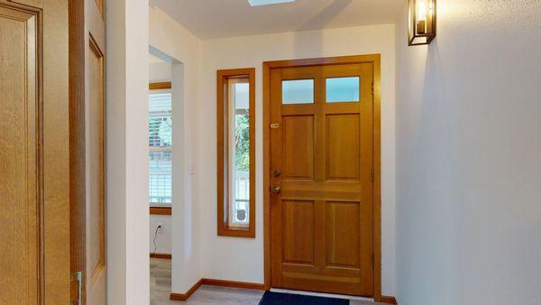 Entry view of remodel by Merritt Builders