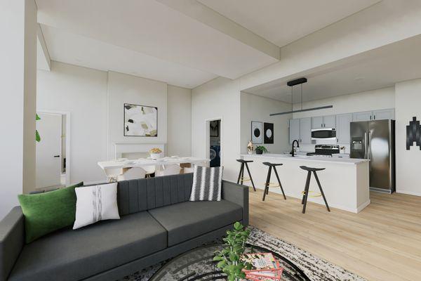 Residences at 55 - Model Rendering - Living Area