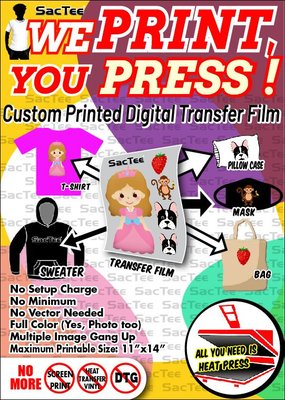 We print your design to Digital Transfer Film