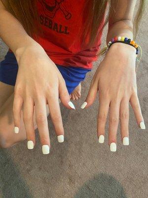 This is what Ly Ly Nails did to my 12 year old niece!  Horrible!