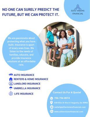 Insurance services we offer for individuals and families.