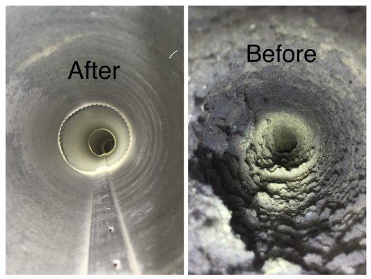 Before & after cleaning dryer vent