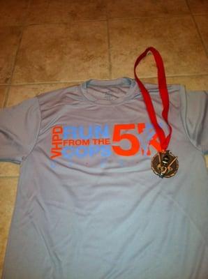 Shirt and second place age group award from 2013 race