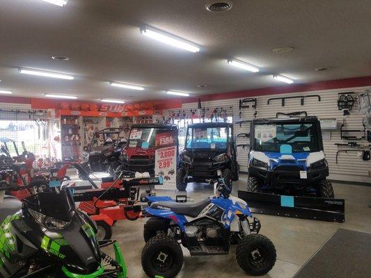 Polaris Ranger, RZR and ATVs in stock & stored inside.