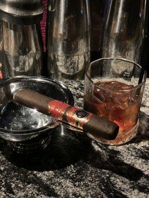 Fine cigar with an old fashion