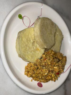 Boiled yam & egg sauce