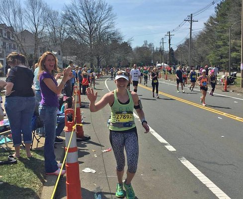 One of our patients running the Boston Marathon after treatment for her Morton's neuroma.