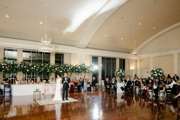 Wedding Reception Photos by Leigh Wolfe Photography. Grand Overlook Ballroom, Atlanta History Center. Atlanta, Georgia.