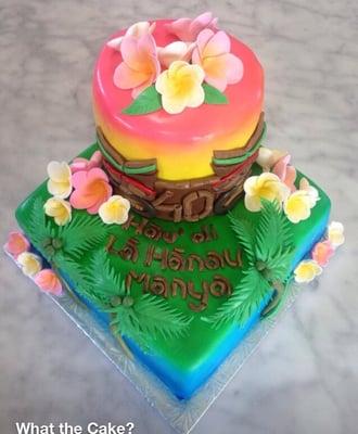 Tiki cake for a luau birthday party