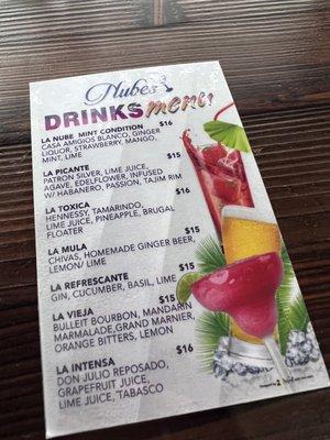 "Happy hour" drink menu