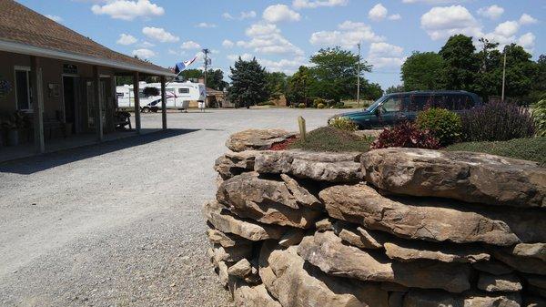 Parking lot outside campground office