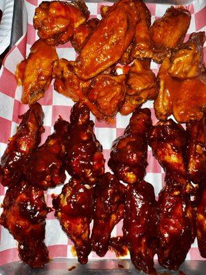 Buffalo wings and chipotle teriyaki wings