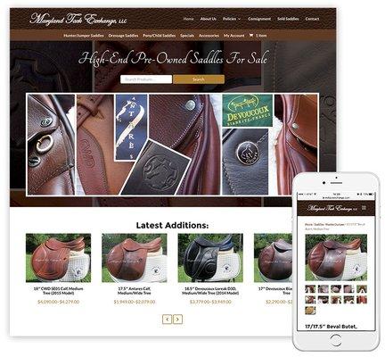 Maryland Tack Exchange e-commerce website design. WordPress and WooCommerce.