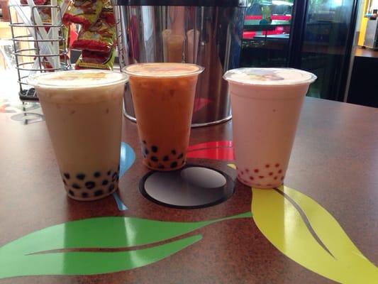 Milk tea, thai tea, strawberry banana