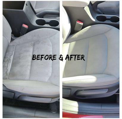 Before and After of Pictures of Dirty and Clean Seats.