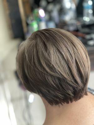 Haircut, full highlight and color